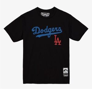 Mitchell & Ness Men's Sz S Black Los Angeles Dodgers MLB Multi-Logo T-Shirt NWT!